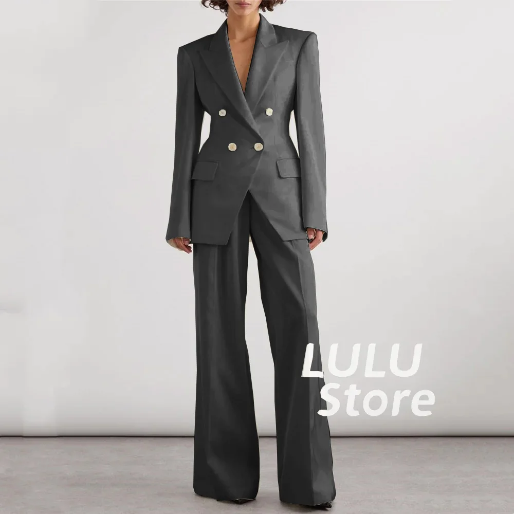 Women Suit Set Luxury White Notched Lapel Double-Breasted Tailor-made 2 Piece Jacket Pants Set Lady Party Prom Evening dress