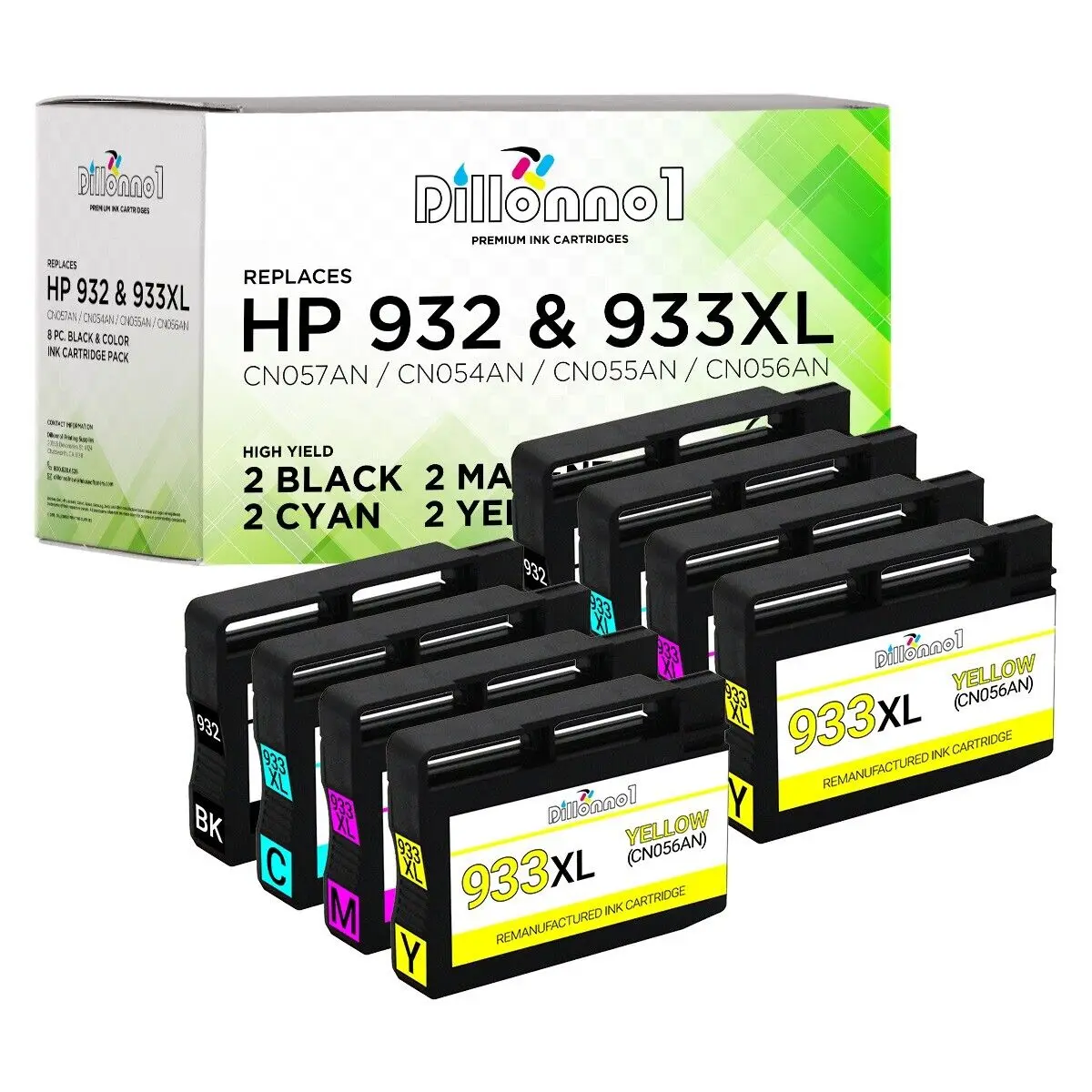 8pk Voor Hp 932 933XL Inktpatronen Voor Officejet 6100 6600 6700 Printer Serie