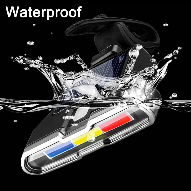 Rechargeable Bicycle Tail Light Solar Power Bike Rear Light Long Endurance Road Cycling Warning Flashlight Taillight MTB Lamp