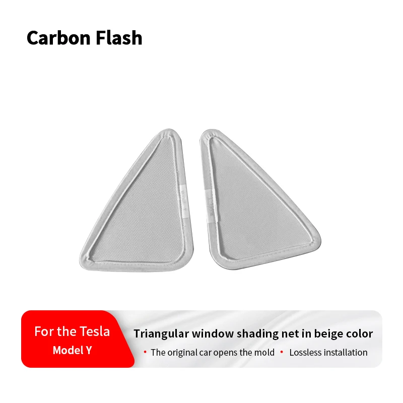 Sunshade for Tesla 2021-2024 Model Y - Rear Triangular Window (2 beige Panels)