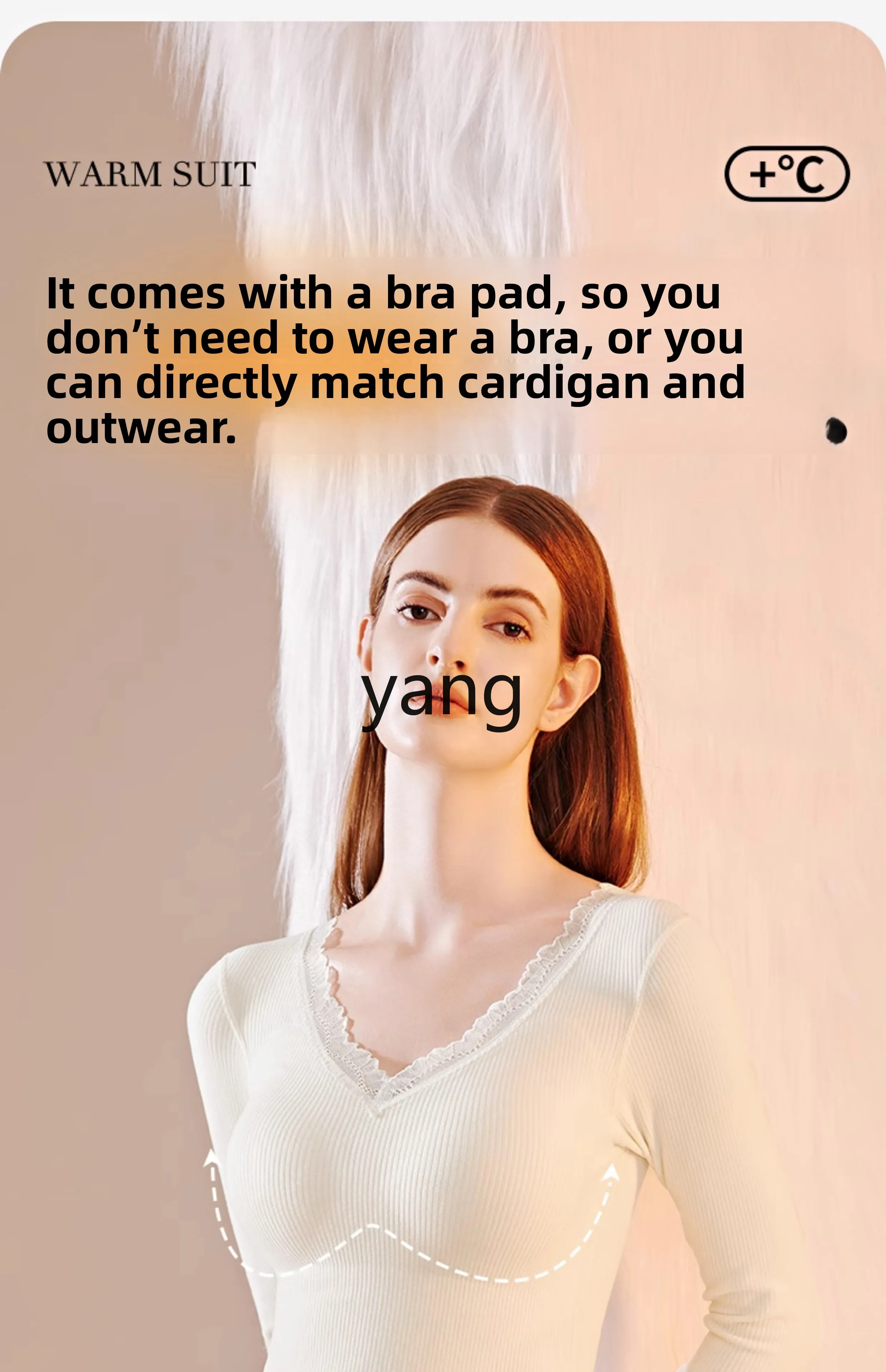 LMM thermal underwear women's chest pad velvet German heating long johns set