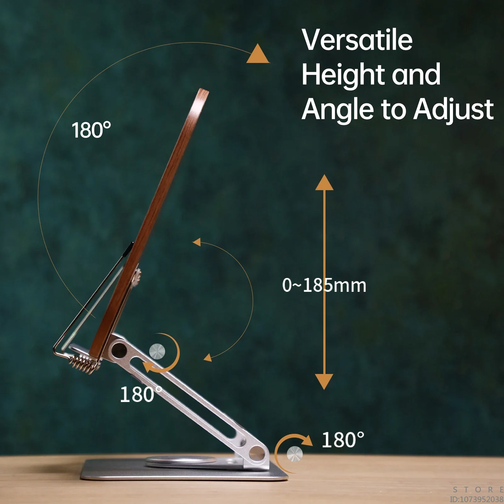 Imagem -05 - Desktop Book Stand Holder 360 ° Rotating Base Painel de Madeira Page Clips Ângulo Dobrável Ajustável para Leitura