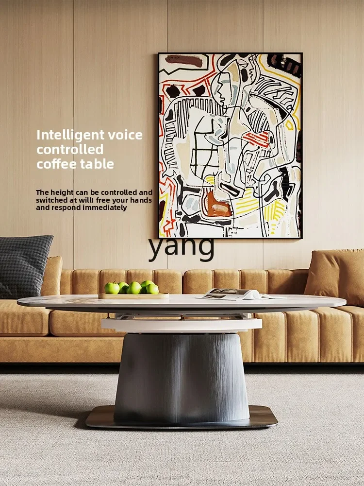 YJQ lift coffee table dining table dual-purpose two-in-one movable electric rock slab small apartment  fully automatic