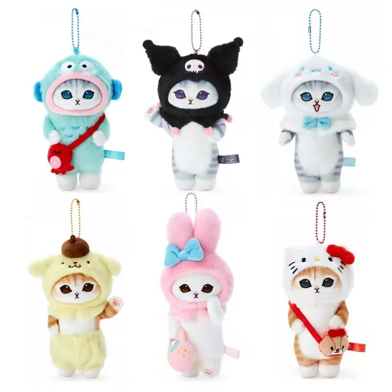Tubarão Gato Série Keychain, Sanrio, Kuromi, Hello Kitty, My Melody, Cinnamoroll, Brinquedos de pelúcia, Decoração Saco, Pingente, Presentes de Natal