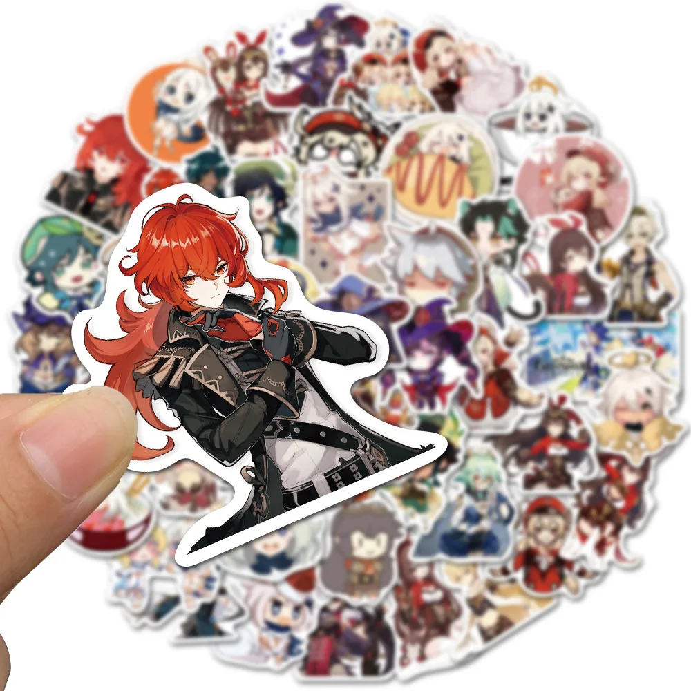 10/30/50PCS New DIY Genshin Impact Cartoon Personality Creative Computer Helmet CarChair Decoration Waterproof Sticker Wholesale