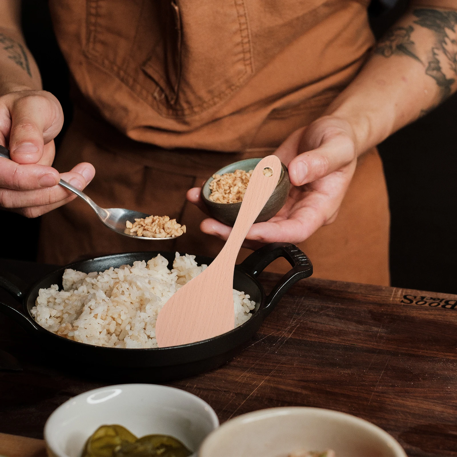 

Wooden Kitchen Utensils Set Rice Spoon Cooking Tools Ladle Wood Spatula Kitchenware Thermally Insulated Ergonomic Design