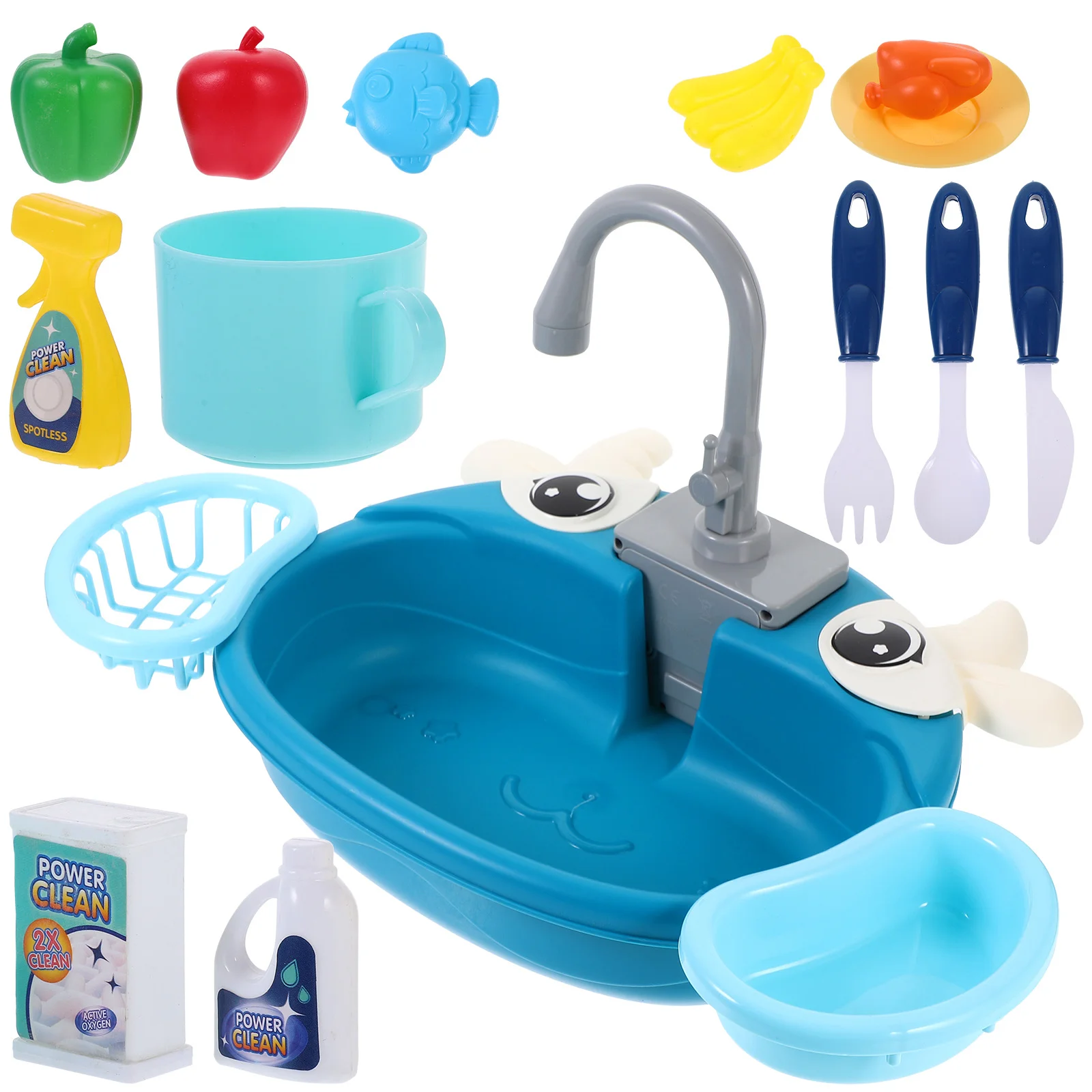 Kids Role Play Sink ABS Plastic Pretend Kitchen Water Toy Safe Realistic Washing Dishes Circulation System No