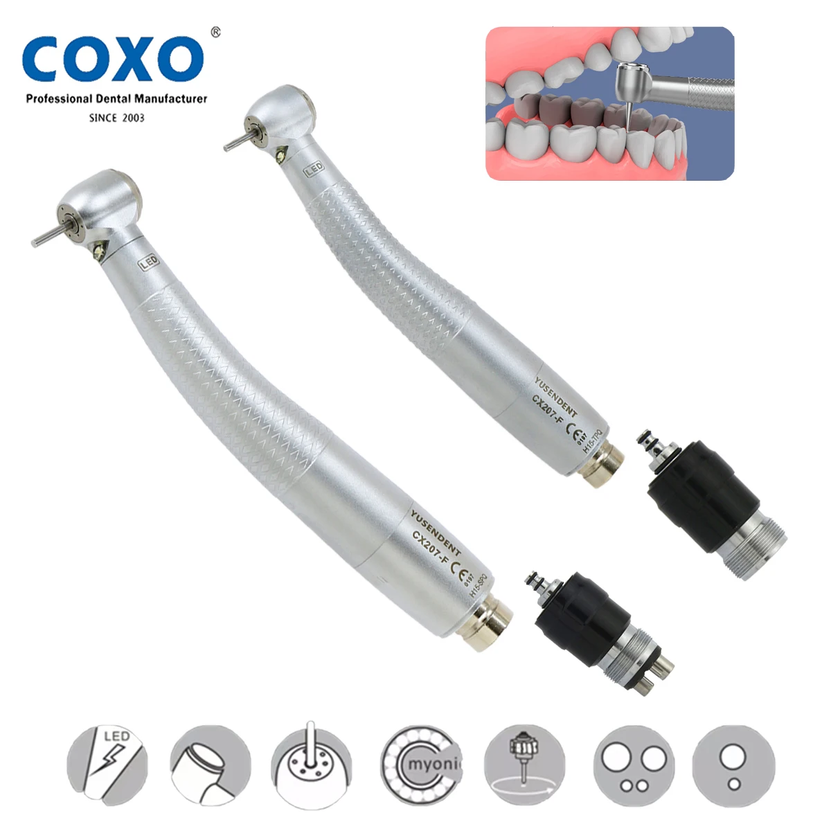 Coxo Dental Turbine Hoch geschwindigkeit shand stück mit LED 6-Loch-Kupplung fit kavo nsk wh Zahnmedizin Produkte Zahnarzt Werkzeuge