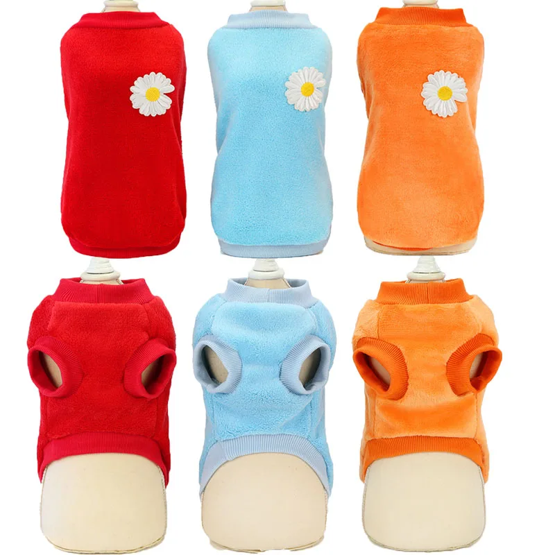 Warm Winter Pet Dog Clothes Dog Hoodie Sweatshirt Blue Orange Red Fleece Short Sleeve Clothing Puppy Coat For Small Dogs York XL