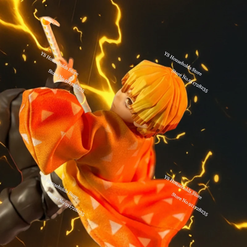 Figura de acción de hombre Agatsuma Zenitsu, Kimono naranja, rompevientos, abrigo, ropa, juguetes, accesorio para muñeca Shf de Anime Demon Slayer de 6 ", 1/12