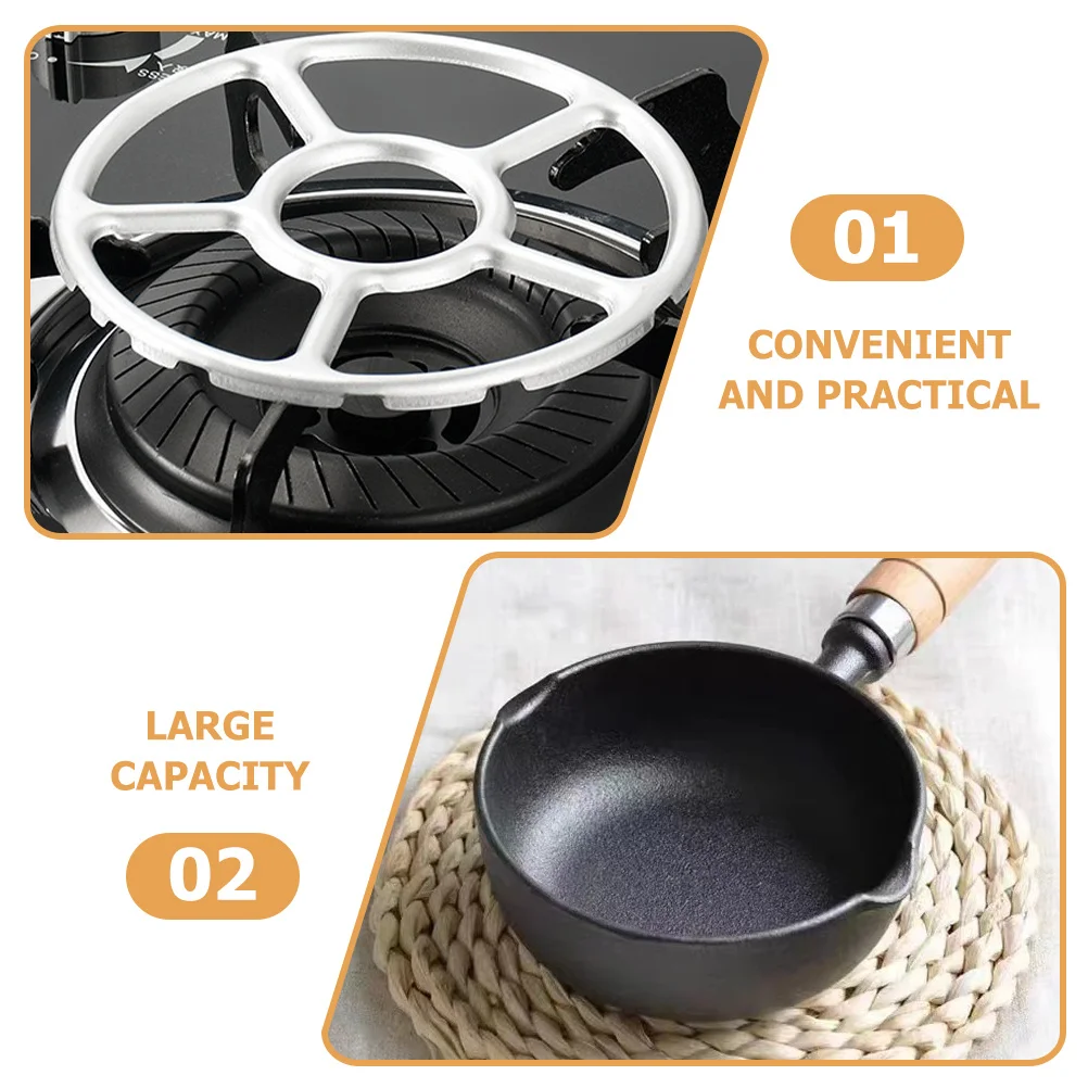 

Alipis 13cm Butter Coffee Warmer Stainless Steel Mini Saucepan with Wood Handle Dual Pour Spout for Oil Frying