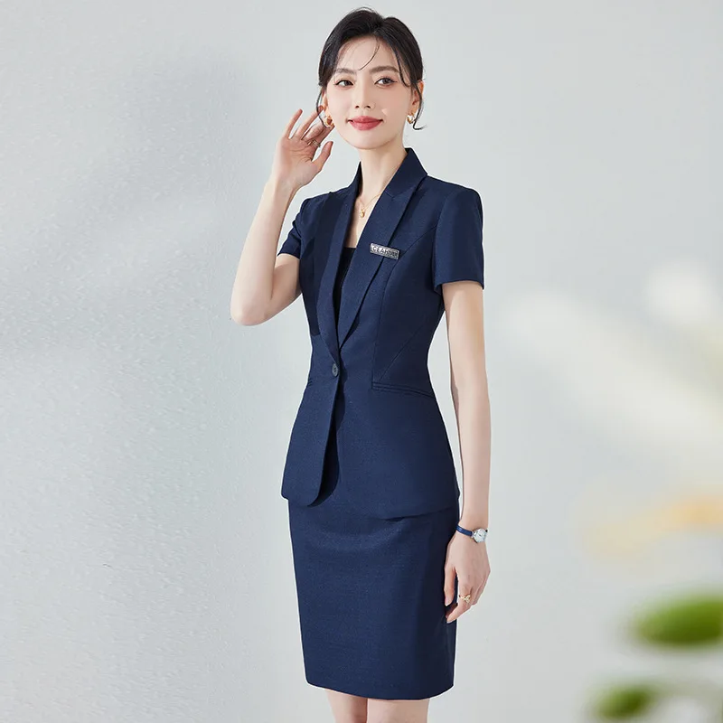 Suit Women's Summer Fashion Slim-Fitting Suit Work Clothes Business Temperament Goddess Temperament High-Grade Gold Shop Work Cl