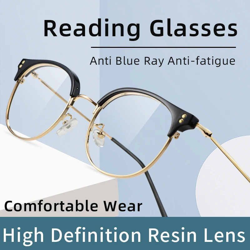 

Gold Metal Rim Reading Glasses Men to Look Modern with Clear Vision - Sturdy & Durable Readers for Women & Men