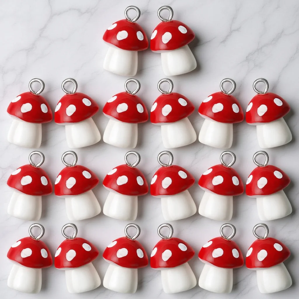 

20Pcs Mini Resin Mushroom Charms Cute Mushroom Pendant Charms for Jewelry Making DIY Necklace Earrings Bracelet Crafts
