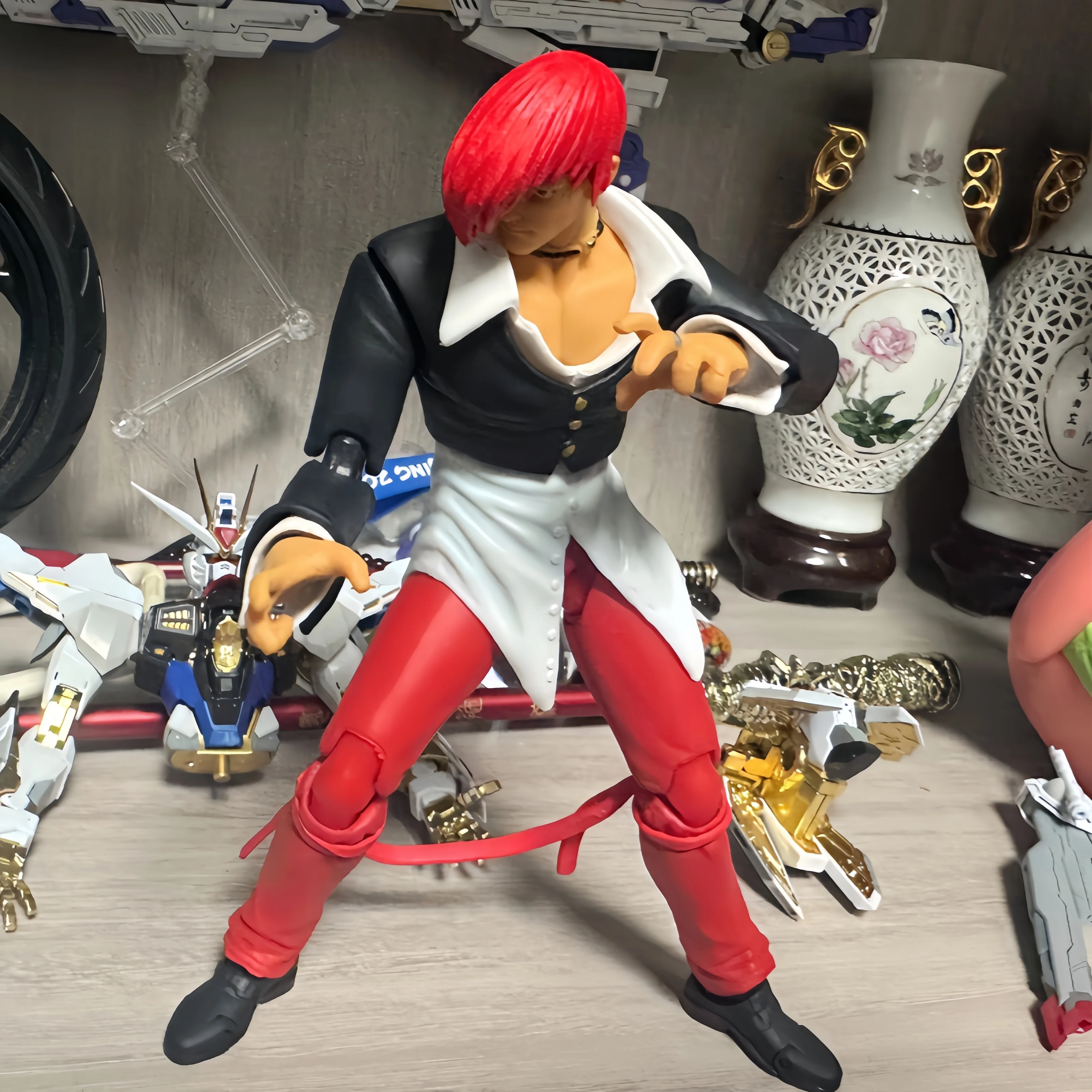 19cm o rei dos lutadores '98 figuras de anime iori yagami figura de ação tempestade brinquedos estátua coletar quartos decoração modelo presente natal