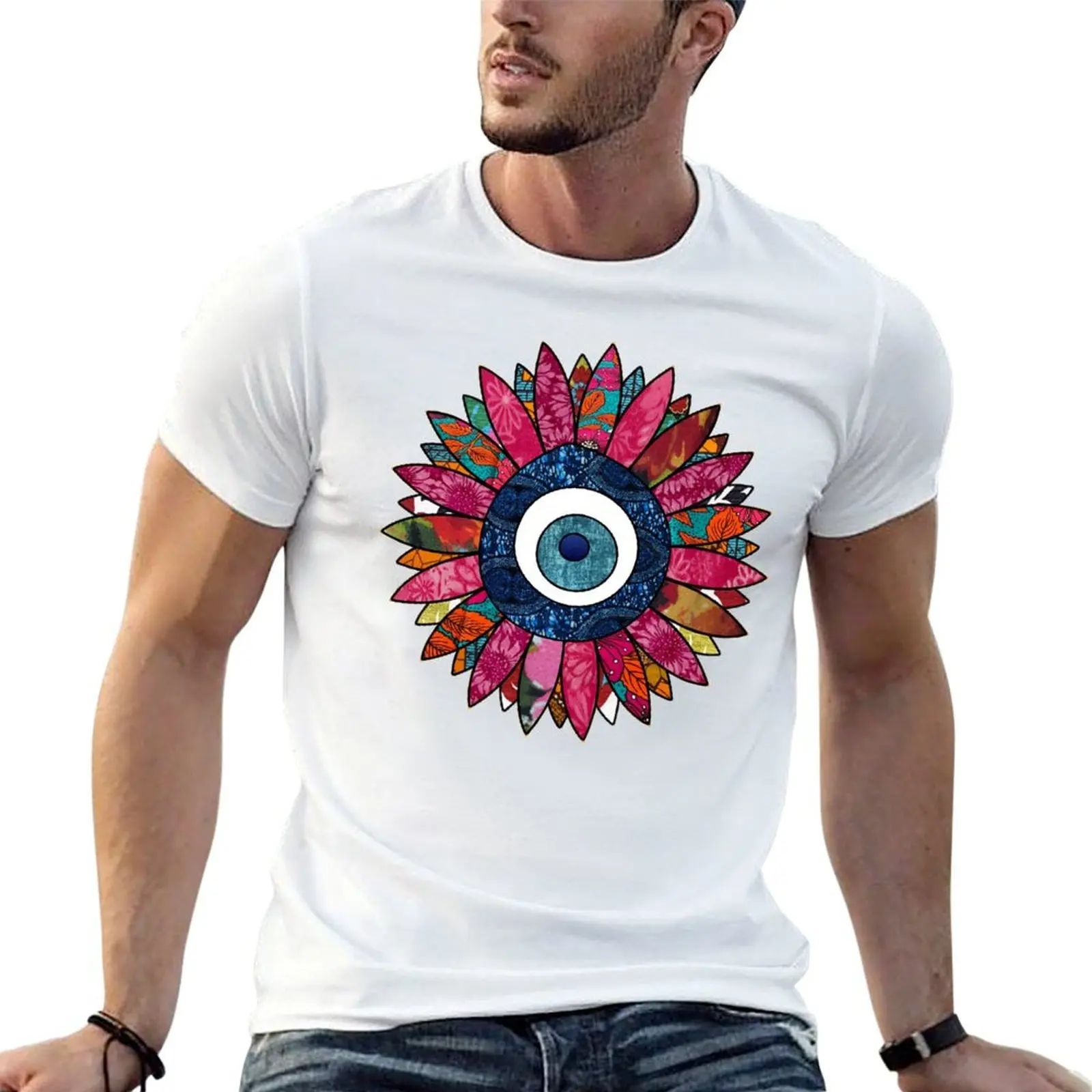 

cotton graphic graphic T-Shirt man Eye t tshirt man for Flower t vintage shirt Greek Retro shirts 100% Evil