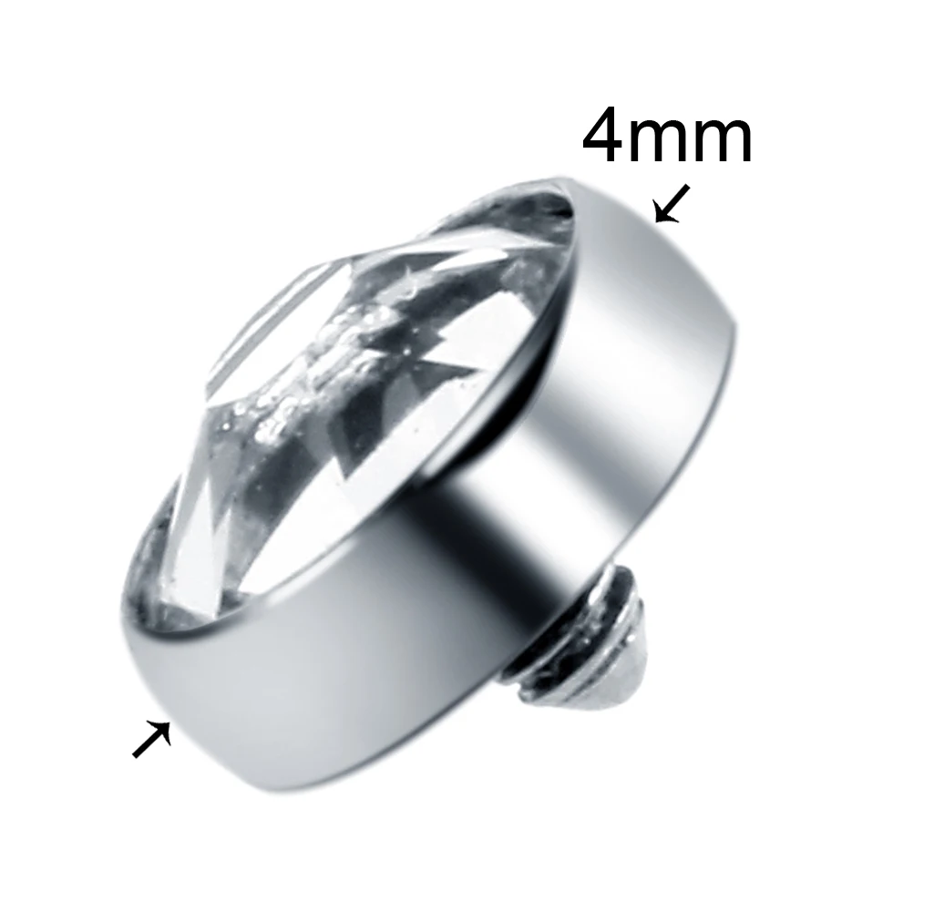 1PC Titanium Zircon Crystal Gems Dermal Anchor Top Piercing Skinner Hide-in Diver Head Implants Body Piercing Jewelry