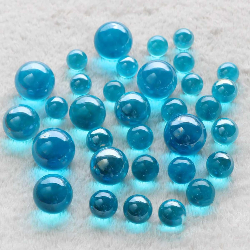 

5-200Pcs Dia 14/16/18/22/25/35mm Solid Blue Glass Crystal Ball Decoration Fish Tank Balls DIY Game Art Pieces Various Shapes