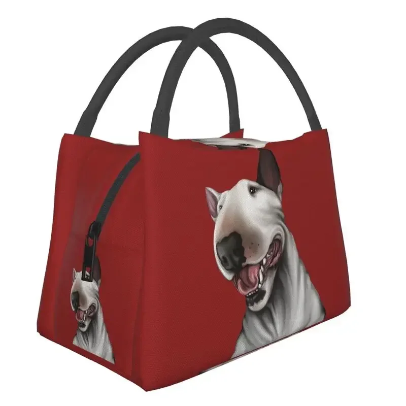 Bull Terrier borsa per il pranzo isolata per cani per le donne Resuable Animal Pet Puppy Cooler Thermal Lunch Tote Beach Camping Travel