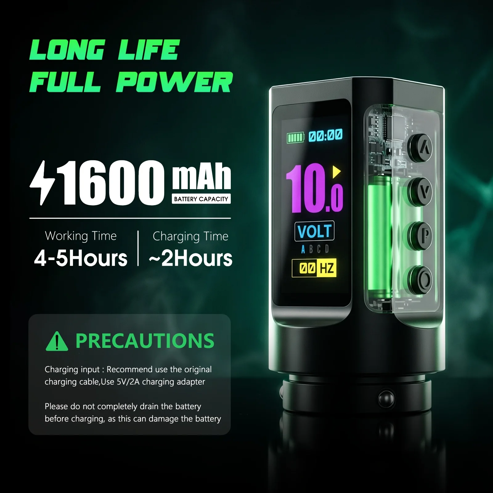 XNET PYRO Rotary Tattoo Machine Wireless Tattoo Pen Adjustable Stroke 2.0-4.2MM All-Aluminum Body 1600mAh Battery Capacity - view 3