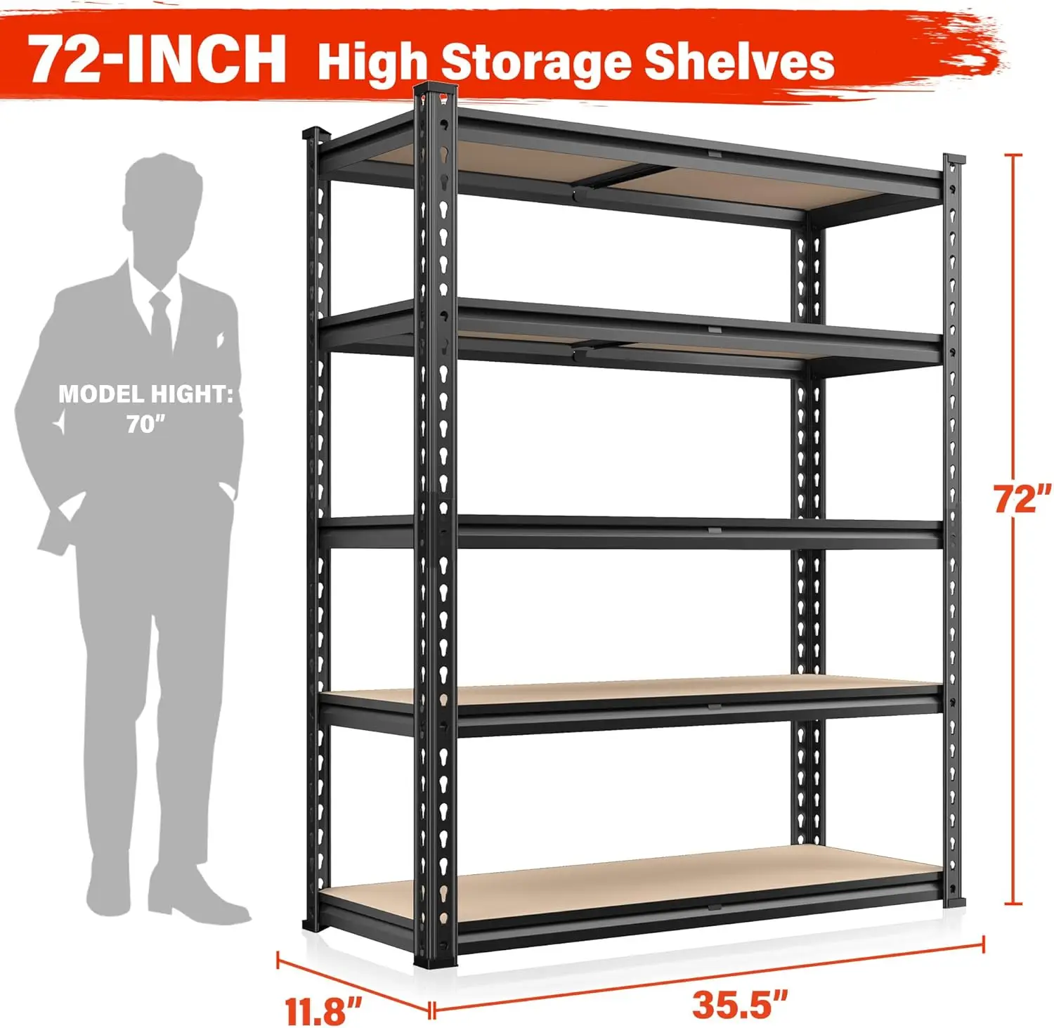 Garage Shelving 5 Tier Garage Storage Shelves 2000LBS Metal Storage Shelves Heavy Duty Shelving Storage Shelving Unit for Wareho