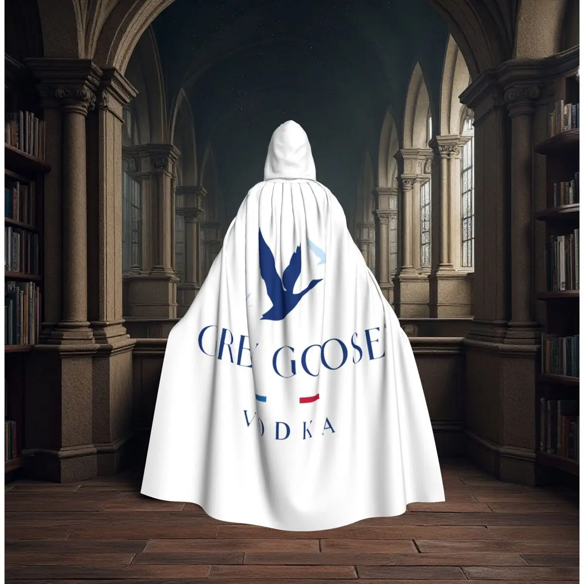 Grey Goose Vodka Long Hooded Cloak Witch Medieval Costume Cosplay Cape HalloweenVampire Adult Unisex - view 2