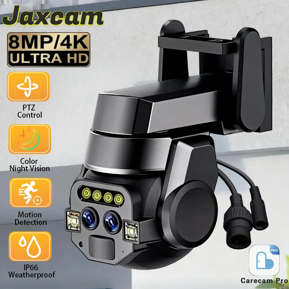 

8-мегапиксельная 4K PTZ Wi-Fi камера с двумя объективами и двумя экранами, HD, 10-кратный зум, обнаружение человека, автоматическое отслеживание, уличная камера видеонаблюдения