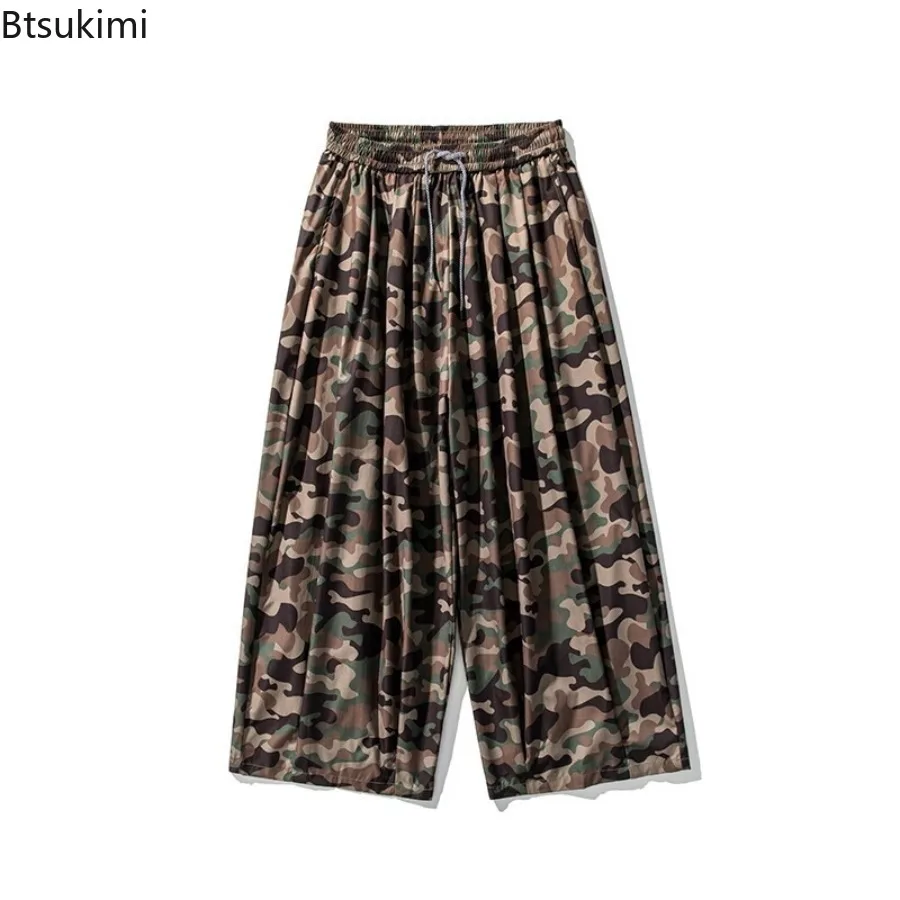 Men's Summer New Plus Size Japanese Style Retro Camouflage Trousers  Trendy Casual Straight Leg Wide Leg Pants Male Cargo Pants