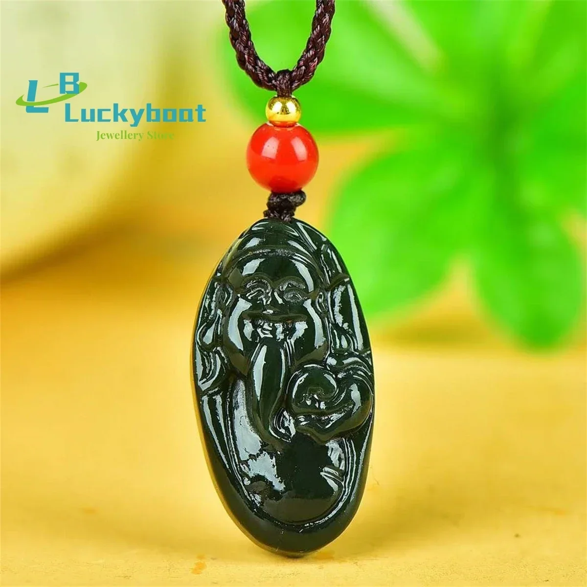 Natural Hotan Jade Goddess of Wealth Comes to the Pendant Simple Personality Versatile Retro National Style Men and Women