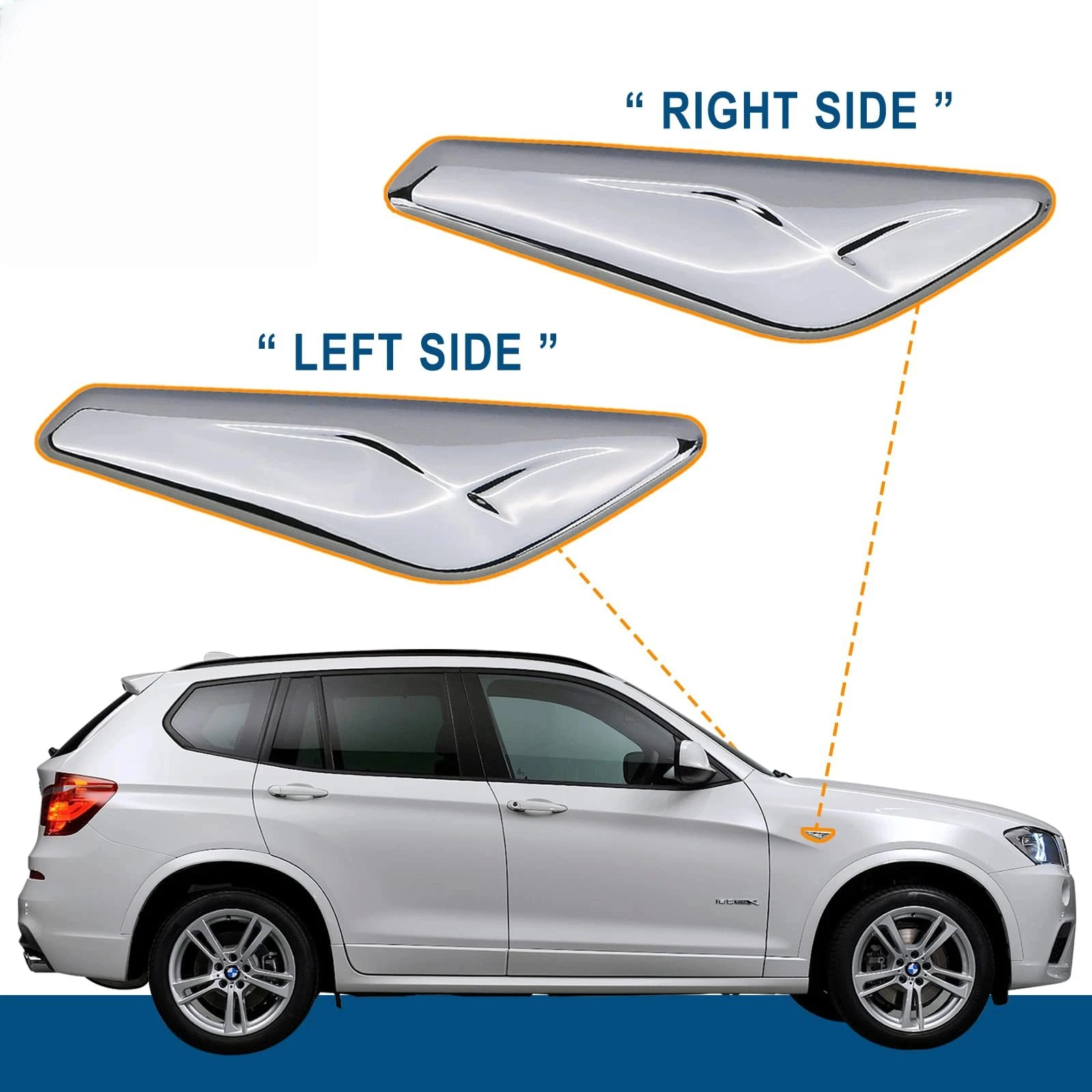 

Для BMW X3 F25 X4 F26 2013-17 гг., хромированная накладка на переднее крыло 51117338569 51117338570