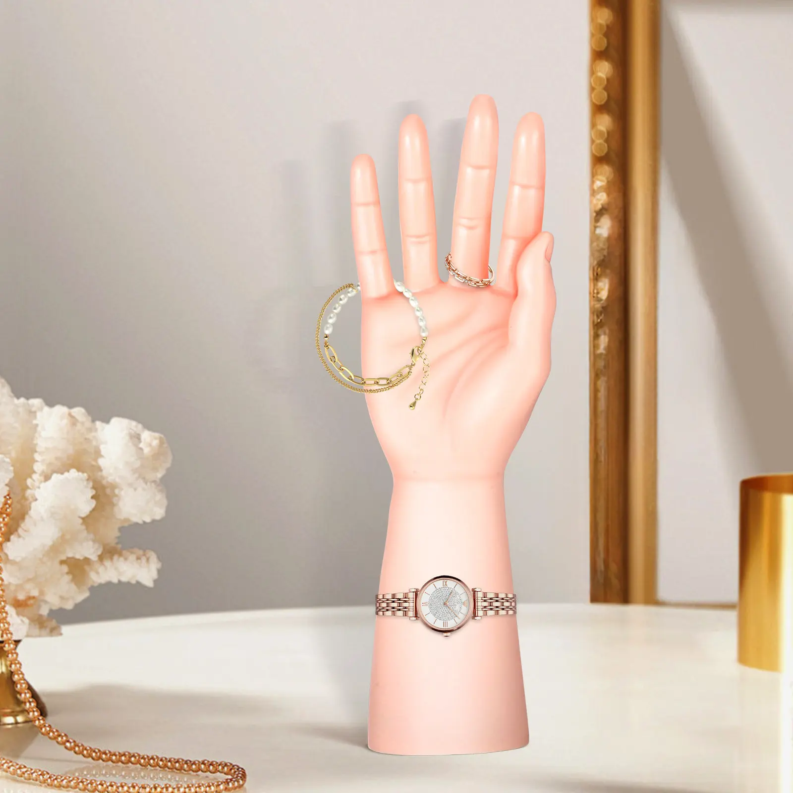 

2Pcs Mannequin Hands Jewelry Holder Realistic Display Stand for Watches Rings Bracelets Decorative Trinket Stand