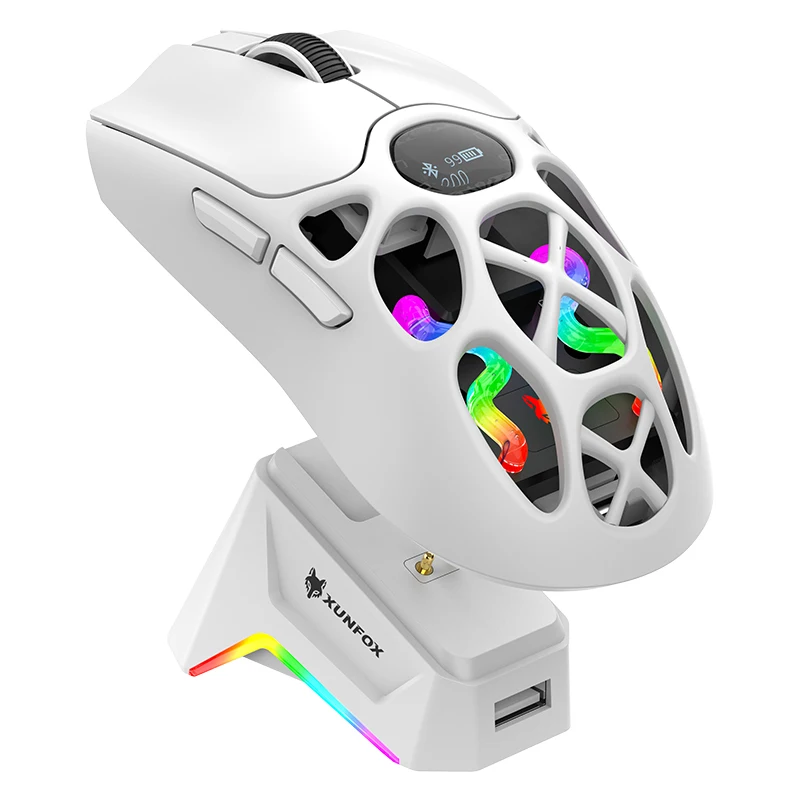 XUNFOX H16PRO Mouse, lightweight S205, three-mode wireless Bluetooth mouse for gaming, charging, RGB lighting, suitable for P