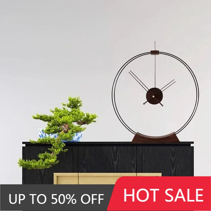 Nordic Modern Desk Clock Creative Spanish Table Clocks Silent Luxury Retro Walnut Wood Clocks Living Room Decoration Ornament