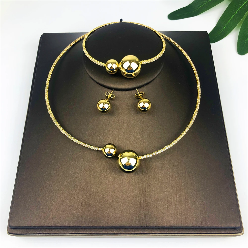 

Лидер продаж, итальянские позолоченные ювелирные изделия, женские легкие смелые комплекты ювелирных украшений для свадебной вечеринки