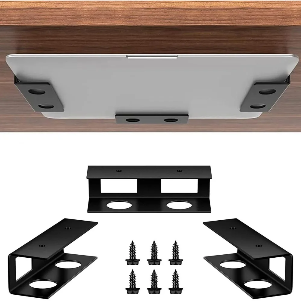 with Screw Metal Under Desk Laptop Mount Space Saving Metal Frame Under Table Notebook Organizer Screw Mounting