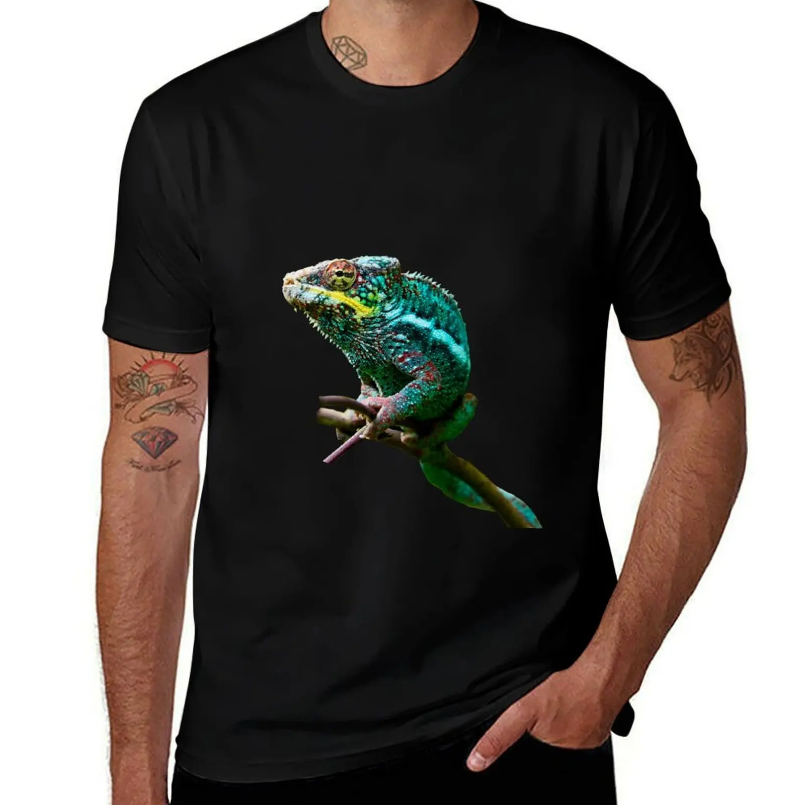 Chameleon / Swiss Artwork Photography T-Shirt Large Size Short Sleeve T-Shirt