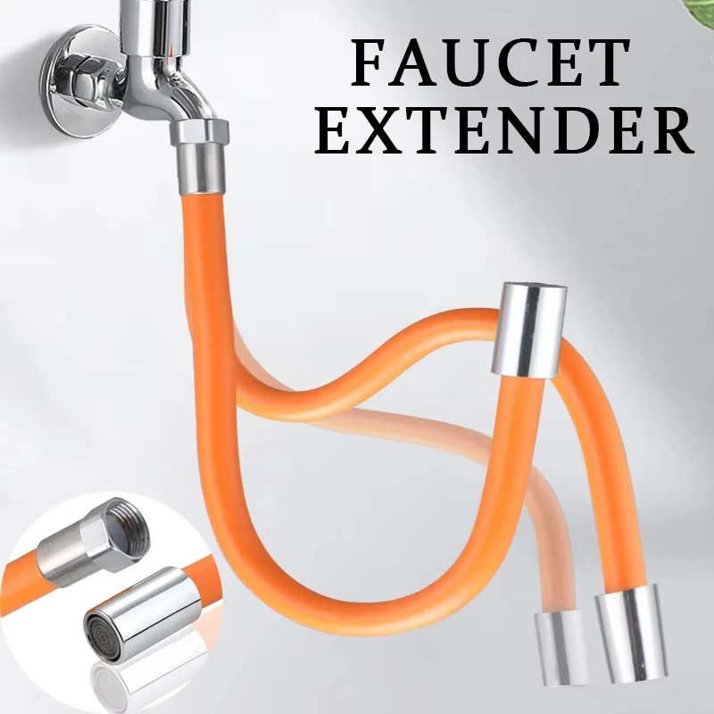 Kitchen Faucet Extension Extender Universal 360° Rotating Silicone Flexible Hose Water Tap Pipe Tube for Bathroom Wash Basin