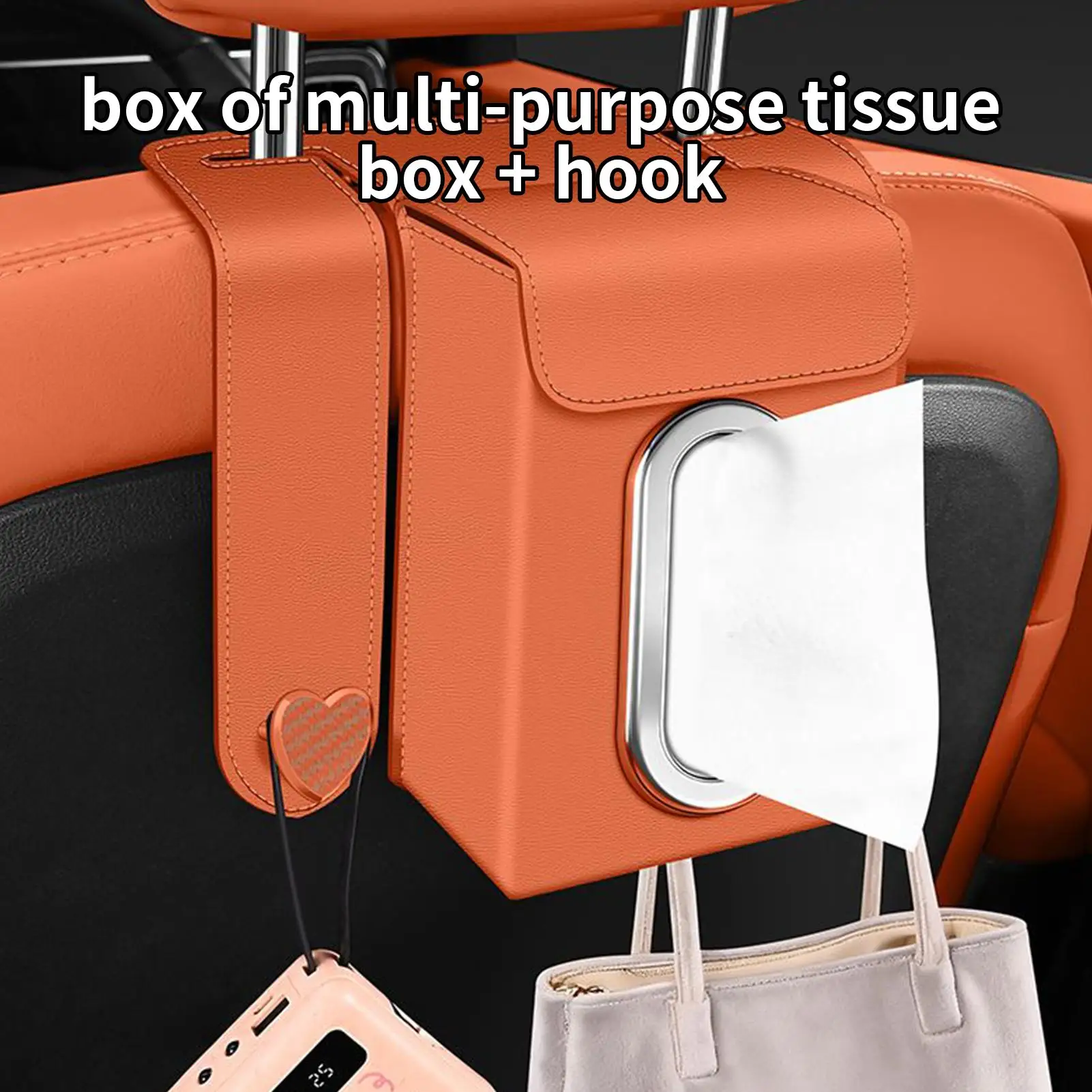 

Car Tissue Holder Facial Paper Organizer with 2 Hooks Tissue Box Holder for Car for Backseat Headrest Travel Road Trip Interior