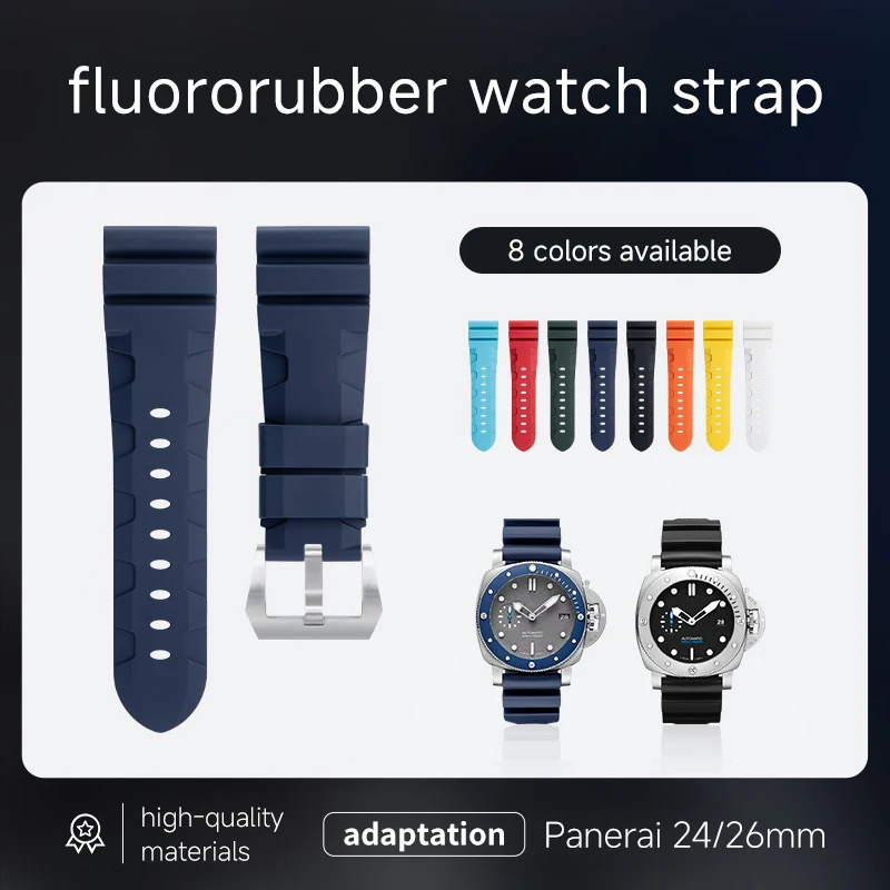 24/26mm FKM Fluororubber Strap For Panerai PAM441/111/312 Series Compatible with Luminor Submersible Fits 44mm/47mm Case Diamete