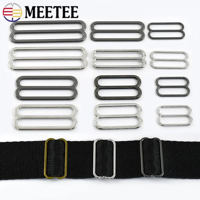 30Pcs 6-50mm Tri-Glide Slider Ring Clasp Metal Buckles for Bag Strap Bra Rings Adjuster Hook DIY Bags Garment Accessories