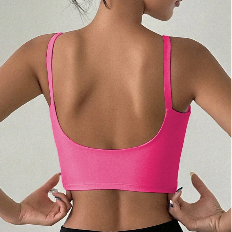 Yoga-Unterwäsche für Damen, atmungsaktiv, solides U-förmiges Fitness-Sport-BH-Oberteil mit Brustpolster, für Fitnessstudio, sportlich, eng, Workout, Joggen, Laufweste – Detail 6