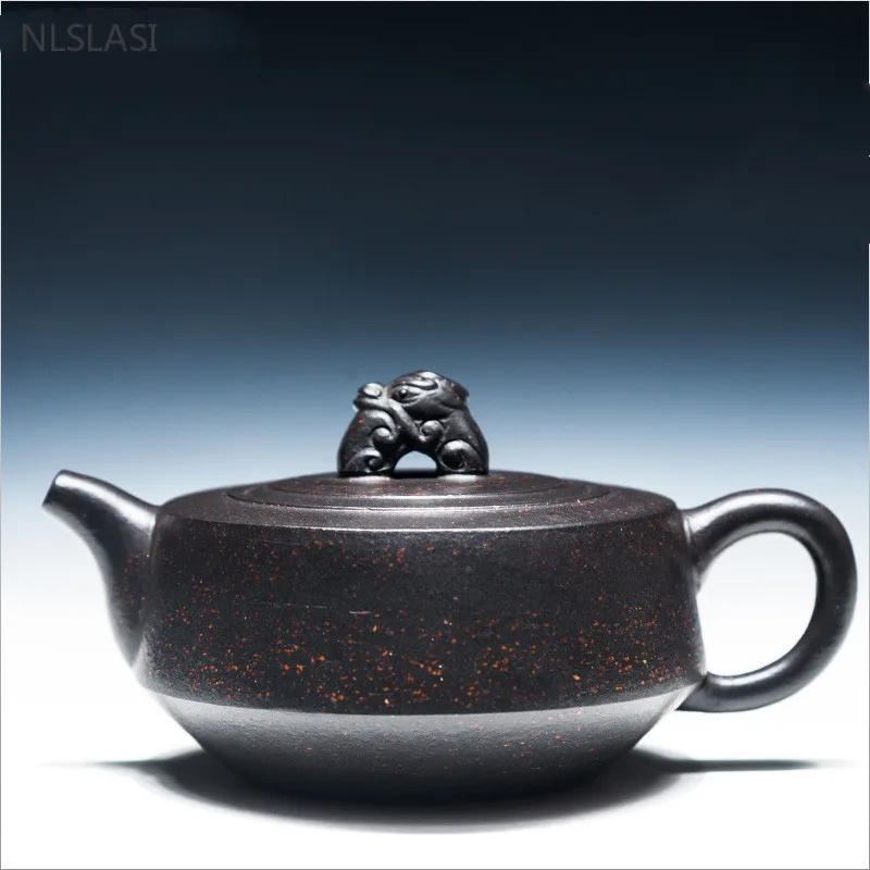 Boutique Black Gold Sand Ball Hole Filter Tea Infuser Yixing Purple Clay Teapot Handmade Beauty Kettle Chinese Zisha Tea Set