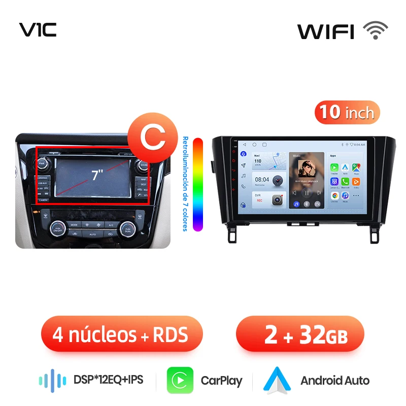 Junsun Radio VozAI voor Qashqai J11 X-Trail3 2013-2017 draadloze CarPlay AndroidAuto autoradio 2DIN met Bluetooth DAB+ GPS RDS
