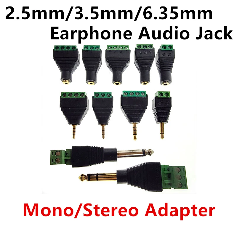 

Earphone Audio Jack 2.5mm/3.5mm/6.35mm Connector Stereo Adapter RCA Mono Channel to Screw Terminal Audio Mono Channel Plug