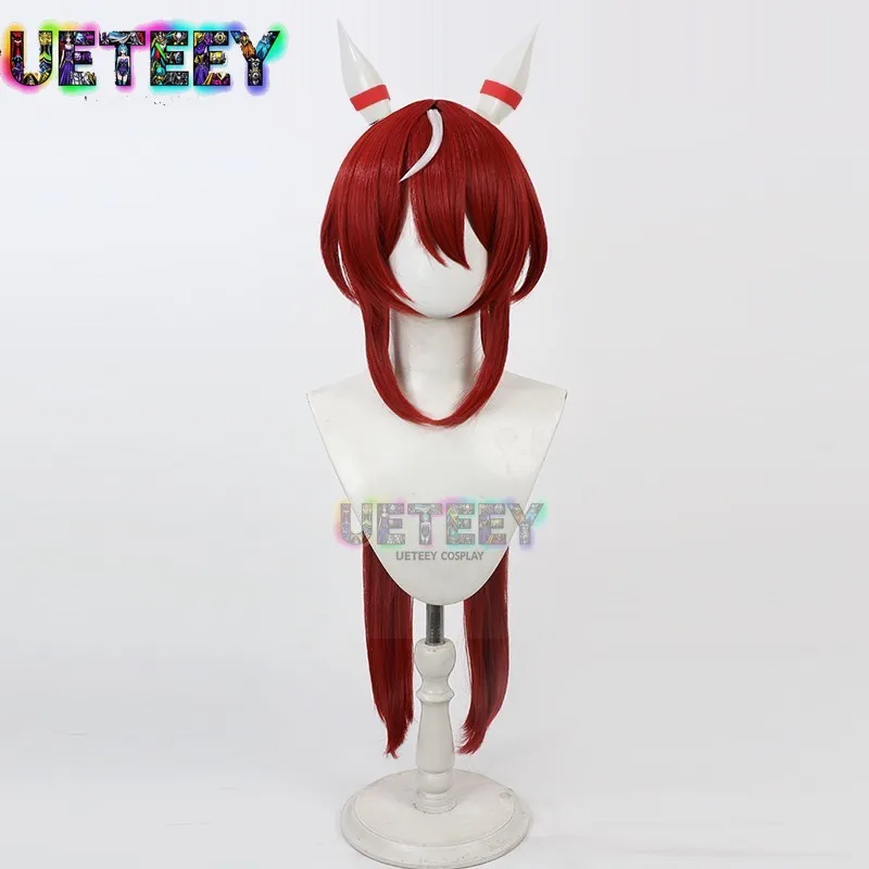 UETEEY Game Uma Musume Pretty Derby Win الاختلاف شعر مستعار تأثيري آذان ذيل هالوين زي الدعامة الشعر الاصطناعية مقاومة للحرارة