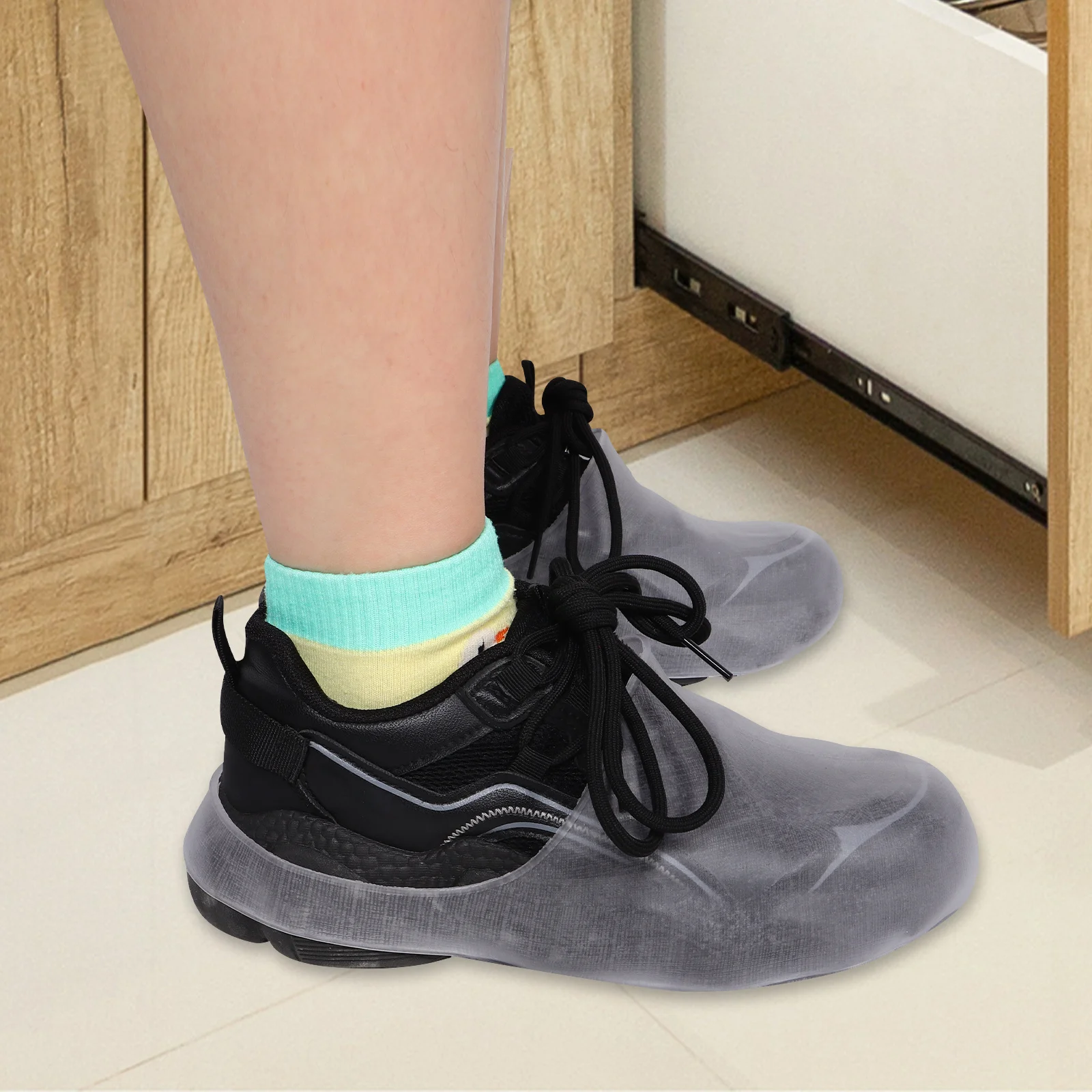 

1 Pair Rain Shoe Covers Silicone Waterproof Non-Slip Thick Reusable Outdoor Protector For Sneakers Boots Rainy Day Use Over