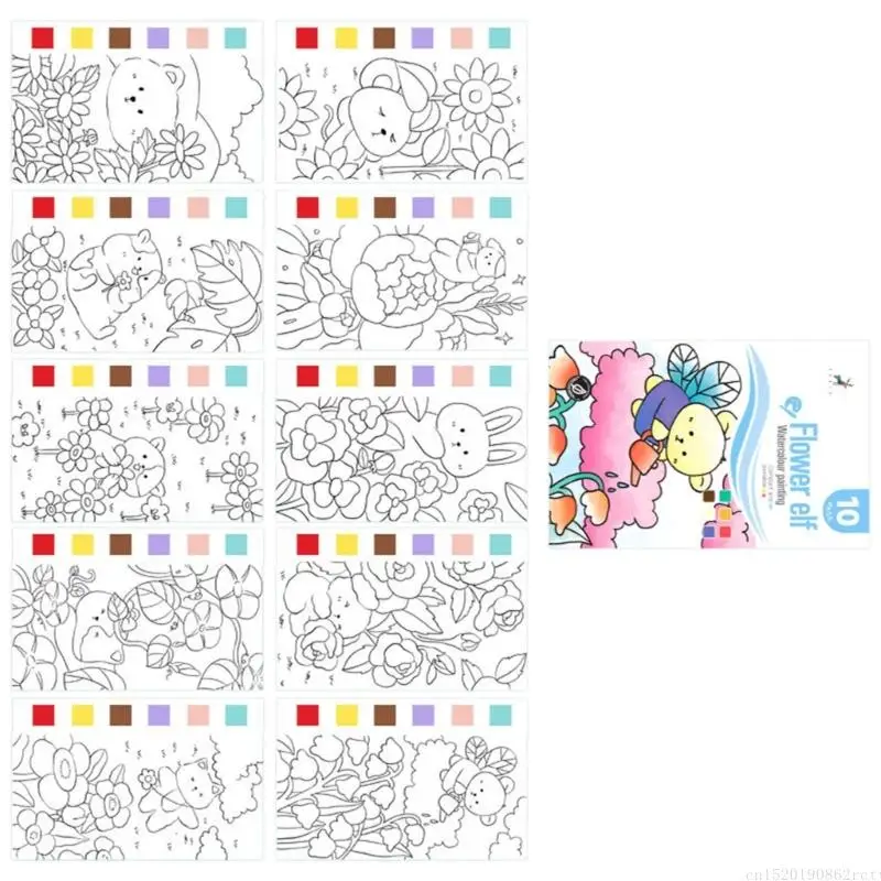 D5BB 여행 친화적 인 그리기 종이 책 어린이를위한 종이 책은 사전 페인트 수채화를 포함합니다.