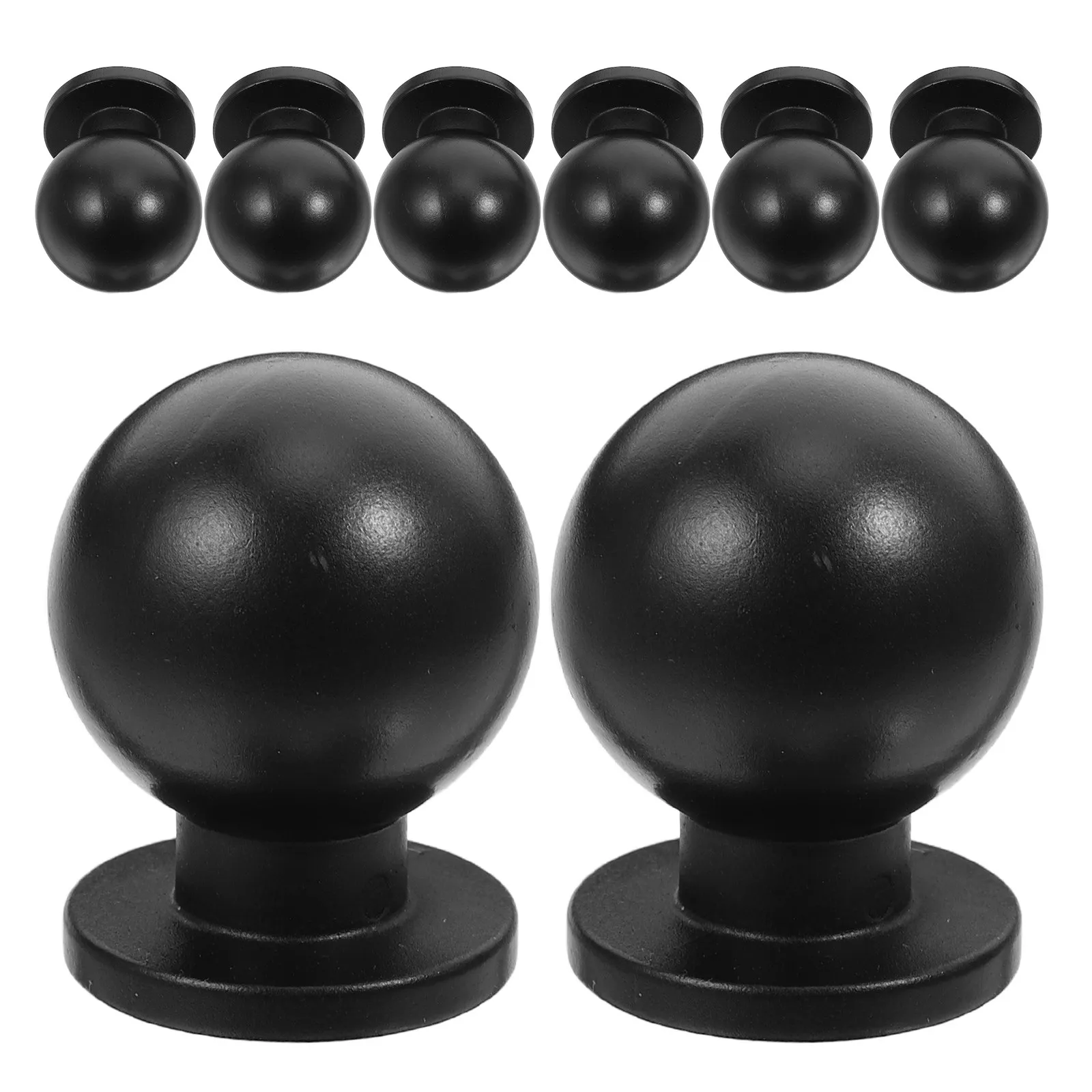 8Pcs Black Round Ball Drawer Knobs Matte Finish Plastic Spherical Cabinet Handles Single Bore for Bathroom Kitchen Wardrobe