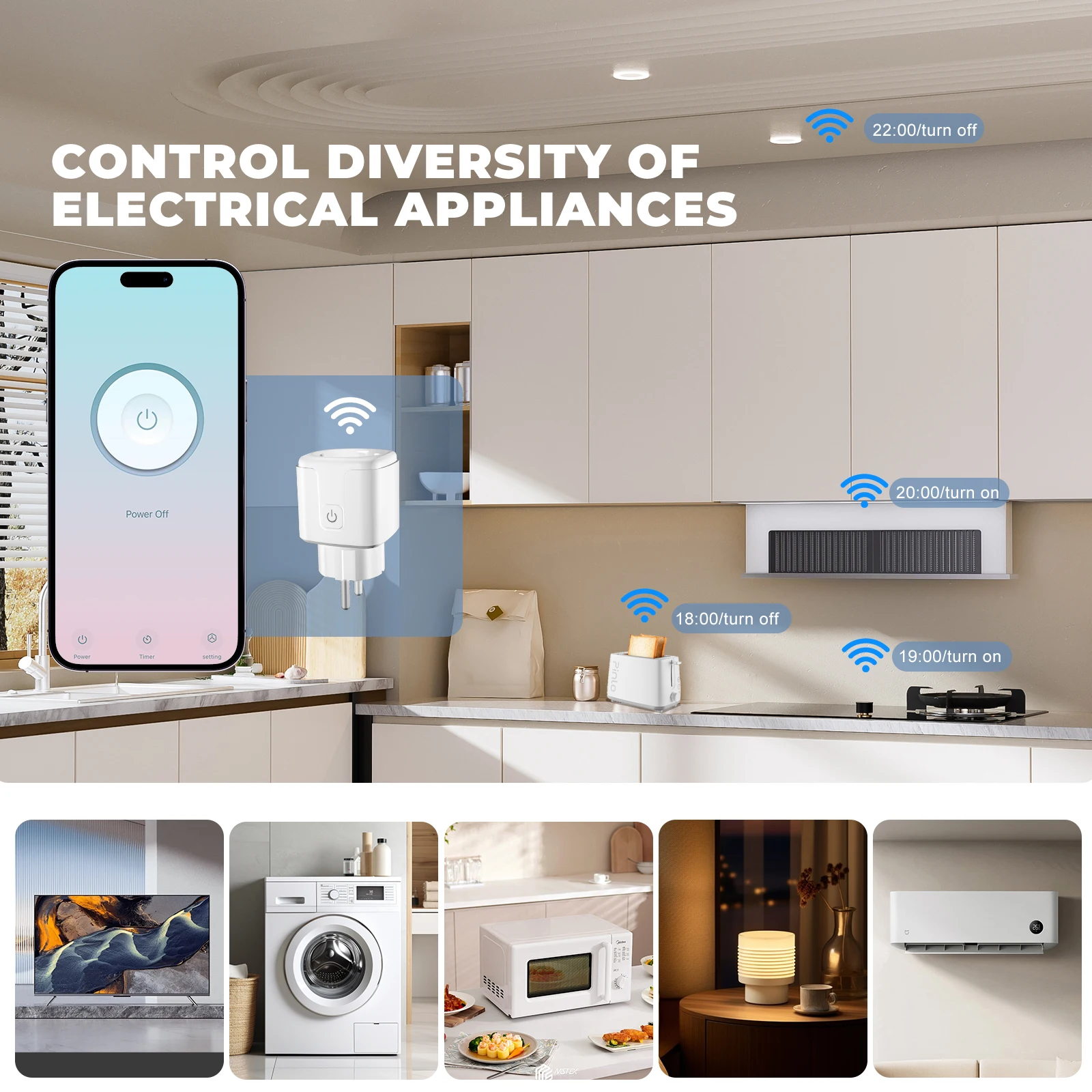 Tuya WiFi 2 Pack Smart Plug Socket EU 16A With Power Monitor Timing Function Smart Life APP Control Works With Alexa Google Home