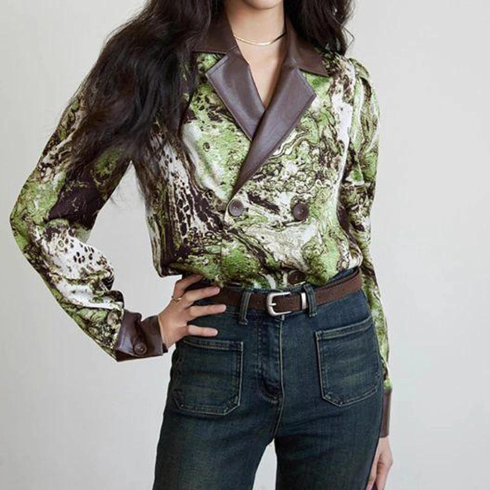 Spring 2026 new ins double-breasted high-end light luxury old money style loose color long-sleeved shirt top